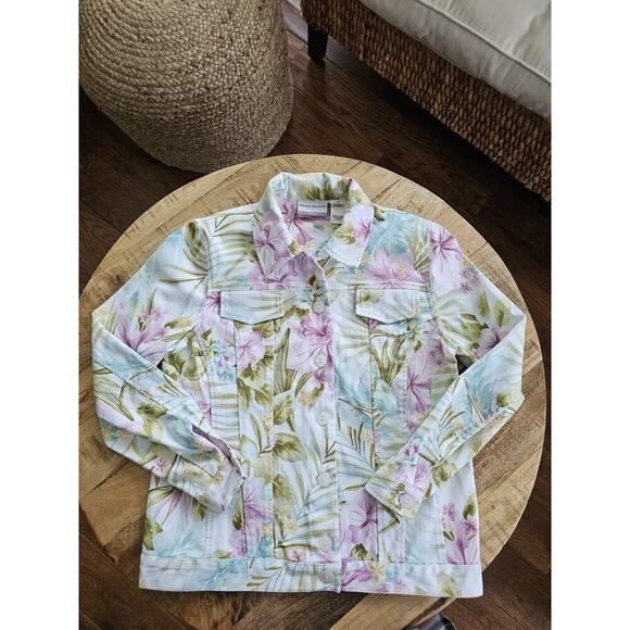 ALFRED DUNNER Tropical Floral Stretch Jacket Womens 6P Hawaiin Blooms EUC - Picture 3 of 9